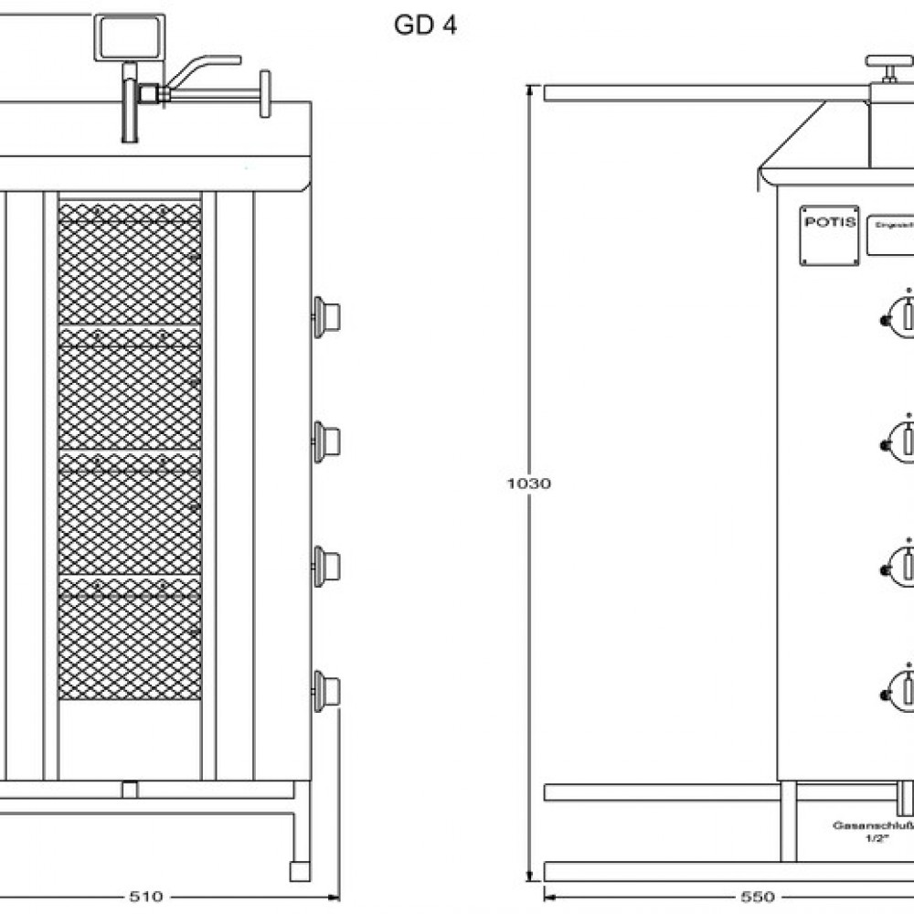 POTIS GD GÁZÜZEMŰ GYROS SÜTŐ (70 kg-os)