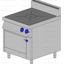 A solid cover gas stove with oven